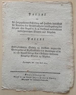 Patent für die Herzogthümer Schleswig und Holstein, betreffend die Annahme der Reichsbankzettel b...