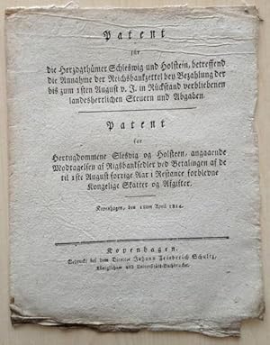 Patent für die Herzogthümer Schleswig und Holstein, betreffend die Annahme der Reichsbankzettel b...