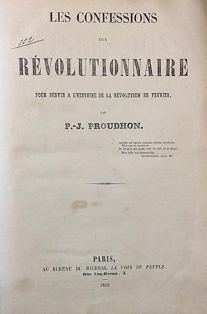 Image du vendeur pour Les confessions d'un rvolutionnaire pour servir  l'histoire de la rvolution de fvrier. mis en vente par Buch & Consult Ulrich Keip