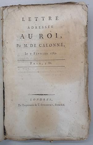 Lettre adressée au roi, le 9 février 1789.