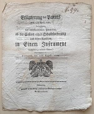 Erläuterung des Patents vom 13ten April, 1787, in Ansehung des entstandenen Zweifels, ob die Ceßi...