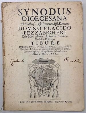 Synodus dioecesana . Tibure in eccl. cath. invictiss. mart. S. Laurentii Dominica I. Adventus, ac...