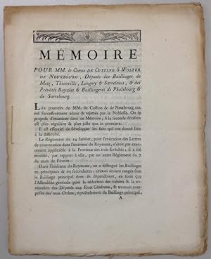 Mémoire pour MM. le Comte de Custine et Wolter de Neurbourg, députés des baillages de Metz, Thion...