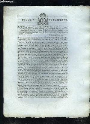 Seller image for LETTRE CIRCULAIRE DE MGR L'ARCHEVEQUE DE BORDEAUX AUX ECCLESIATIQUES DE SON DIOCESE, A L'OCCASION DE LA MORT DE MGR CHARLES-AUGUSTE LE QUIEN DE LA NEUFVILLE for sale by Le-Livre