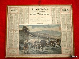 Almanach Des Postes et des Telegraphes, Calendrier, 1920. Avec Carte Postale Télégraphique, Télép...