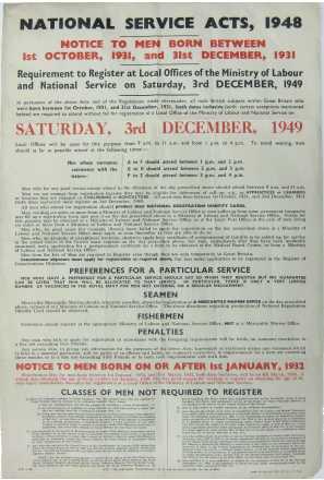 " Notice to Men Born Between 1st October, 1931, and 31st December, 1931 - Requirement to Register...