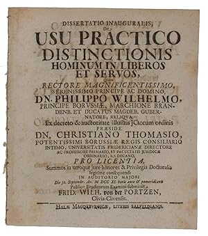 Dissertatio Inauguralis De Usu Practico Distinctionis hominum in ingenuos et libertinos,.Praeside...