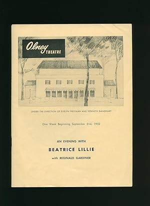 Bild des Verkufers fr An Evening with Beatrice Lillie with Reginald Gardiner: Souvenir Theatre Programme Performed at Olney Theatre zum Verkauf von Little Stour Books PBFA Member