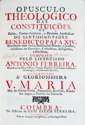 Bild des Verkufers fr OPUSCULO THEOLOGICO DAS CONSTITUIES, zum Verkauf von Livraria Castro e Silva