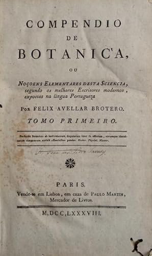 COMPENDIO DE BOTANICA, OU NOÇÕES ELEMENTARES DESTA SCIENCIA,