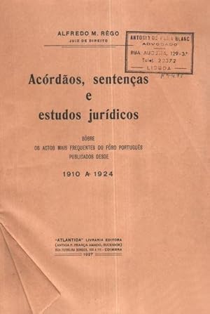 Imagen del vendedor de ACRDOS, SENTENAS E ESTUDOS JURDICOS. a la venta por Livraria Castro e Silva