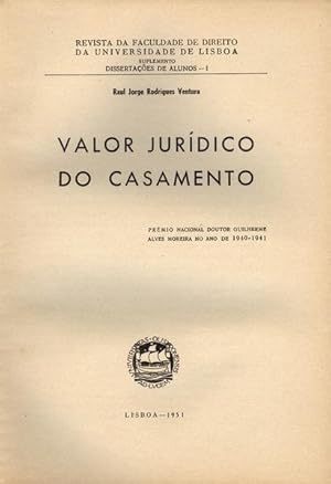 Bild des Verkufers fr VALOR JURDICO DO CASAMENTO. zum Verkauf von Livraria Castro e Silva