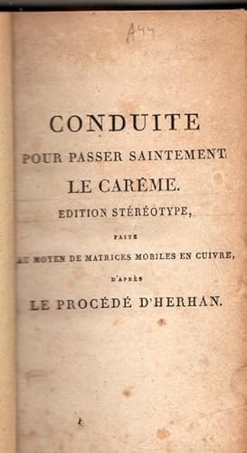 Imagen del vendedor de CONDUITE POUR PASSER SAINTEMENT LE CAREME a la venta por Librairie l'Aspidistra