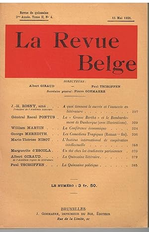 LA REVUE BELGE 1926 Tome II N° 3