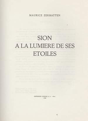 Image du vendeur pour SION A LA LUMIERE DE SES ETOILES mis en vente par Librairie l'Aspidistra