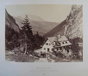 Wimbach-Thal, Jagdschloss gegen den Untersberg. Original-Fotografie, Albumin auf Karton mit typog...