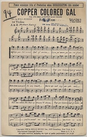 Immagine del venditore per [Sheet music]: Copper Colored Gal venduto da Between the Covers-Rare Books, Inc. ABAA