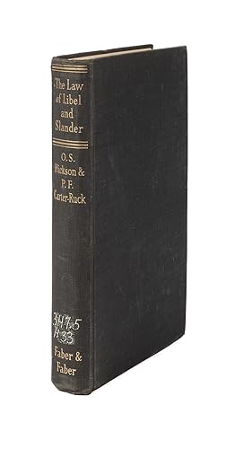 Image du vendeur pour The Law of Libel and Slander. London, 1953 mis en vente par The Lawbook Exchange, Ltd., ABAA  ILAB