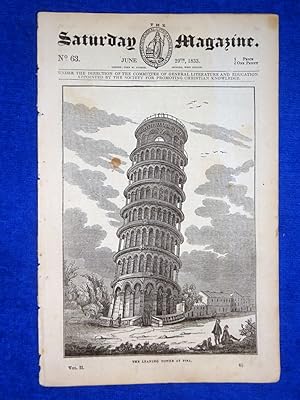 The Saturday Magazine No 63, LEANING TOWER of PISA, HOT-AIR BALLOONS, 1833