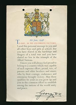 Imagen del vendedor de 8th June, 1946 My Family's War Record From King George VI a la venta por Little Stour Books PBFA Member