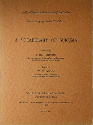 Seller image for A vocabulary of Sukuma. African language studies, 7.; Collected papers in Oriental and African studies offprint. for sale by Joseph Burridge Books