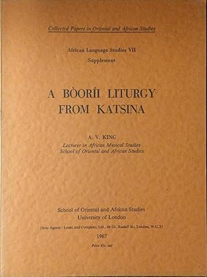 Seller image for A Boorii liturgy from Katsina (Supplement to African language studies, v. 7, 1966) for sale by Joseph Burridge Books