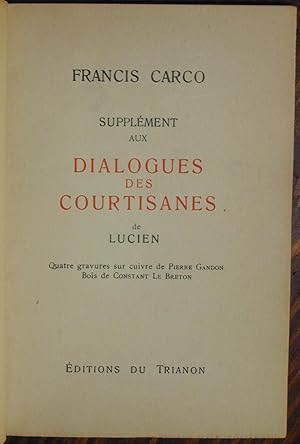 Supplément aux dialogues des courtisanes de Lucien