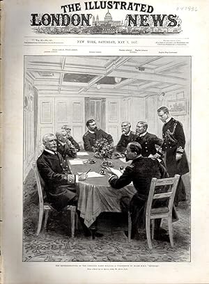 Image du vendeur pour ENGRAVING: "The Representatives of the Combined Fleet Holding a Conference on Board H.M.S. "Revenge".engraving from The Illustrated London News, May 1, 1897 mis en vente par Dorley House Books, Inc.