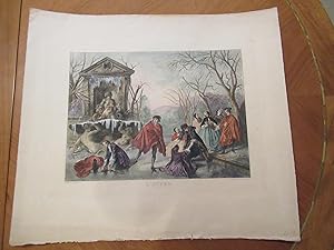 Image du vendeur pour L'Hiver [original Antique Colored Engraving After Nicolas Lancret]] mis en vente par Arroyo Seco Books, Pasadena, Member IOBA