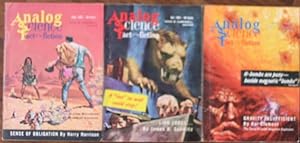 Immagine del venditore per Analog Science Fact & Fiction September, October & November 1961, 3 issues featuring "Sense of Obligation" (aka: Planet of the Damned) by Harry Harrison, + The Blaze of Noon, They Also Serve, Lion Loose, Love Me True, No Small Enemy, Modus Vivendi venduto da Nessa Books