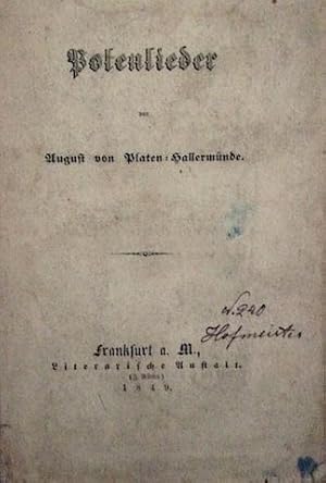 Bild des Verkufers fr Polenlieder, von August von Platen-Hallermnde. zum Verkauf von Buch & Consult Ulrich Keip