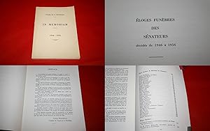 Imagen del vendedor de In Memoriam. 1946-1956. loges Funbres des Snateurs dcds de 1946  1956. [Conseil de la Rpublique]. a la venta por Bookinerie