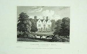 Original Antique Engraving Illustrating Carlton Curlieu Hall in Leicestershire,The Seat of Sir Jo...