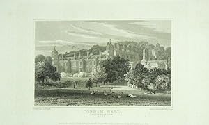 Original Antique Engraving Illustrating Cobham Hall (South East View) in Kent, The Seat of The Ea...