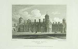 Original Antique Engraving Illustrating Cobham Hall (North West View) in Kent, The Seat of The Ea...