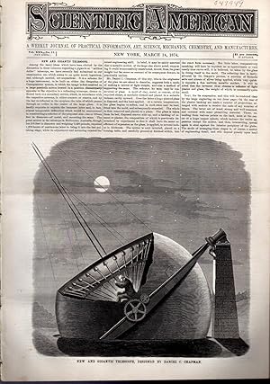 Seller image for Scientific American: A Weekly Journal of Practical Information, Art, Science, Mechanics, Chemistry and Manufactures Volume XXX, No.11: March 14, 1874 for sale by Dorley House Books, Inc.