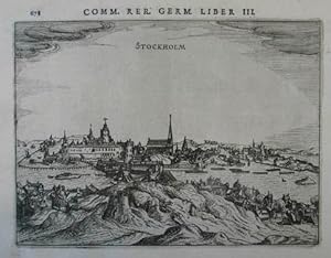 Stockholm. Kupferstich aus Bertius "Commentariorum Rerum Germanicarum" Amsterdam 1616, 14 x 19 cm