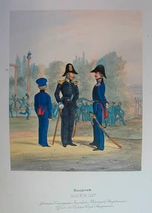 Immagine del venditore per Knigreich Bayern. Garnisons Compagnien, Invaliden (:Veteranen:) (:Hauptmann:) Offizier des Cadeten Corps (:Hauptmann:).- Altkolorierte Lithographie aus H. A. Eckert und D. Monten "Das deutsche Bundesheer in charakteristischen Gruppen." Wrzburg, Chr. Weiss 1838, 25 x 20,5 cm venduto da Antiquariat Johannes Mller