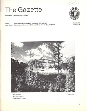 Seller image for The Gazette Published by the Alpine Club of Canada Number 91 Spring 1978 for sale by Charles Lewis Best Booksellers