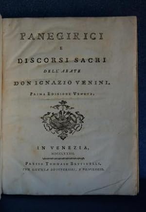 Seller image for PANEGIRICI E DISCORSI SACRI DELL' ABATE DON I. V. for sale by Libri Antichi Arezzo -  F&C Edizioni