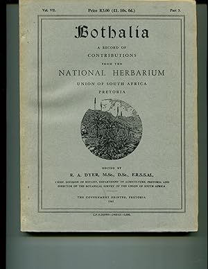 Seller image for Bothalia : A Record of Contributions from the National Herbarium Union of South Africa Volume 7 part 3 for sale by Orca Knowledge Systems, Inc.