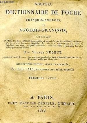 Bild des Verkufers fr NOUVEAU DICTIONNAIRE DE POCHE FRANCOIS-ANGLOIS, ET ANGLOIS-FRANCOIS zum Verkauf von Le-Livre
