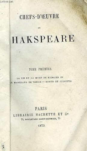 Bild des Verkufers fr CHEFS-D'OEUVRE DE SHAKSPEARE, TOME 1 zum Verkauf von Le-Livre