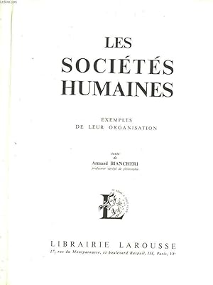 Seller image for LES SOCIETES HUMAINES - EXEMPLES DE LEUR ORGANISATION for sale by Le-Livre