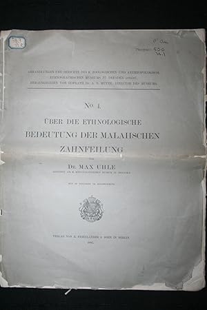 Immagine del venditore per U ber die ethnologische Bedeutung der malaiischen venduto da N. Fagin Books