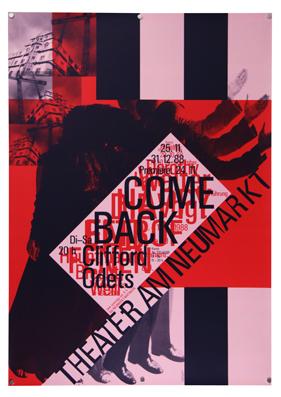 Bild des Verkufers fr Plakat - Come back. Clifforts Odets - Theater am Neumarkt. Siebdruck. zum Verkauf von antiquariat peter petrej - Bibliopolium AG