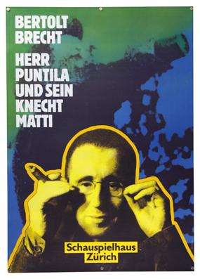 Plakat - Bertolt Brecht - Herr Puntilla und sein Knecht Matti - Schauspielhaus Zürich. Siebdruck.