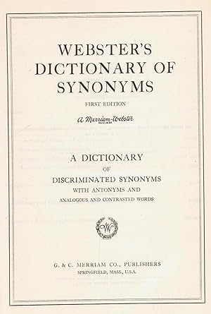 Seller image for WEBSTERS DICTIONARY OF DISCRIMINATED SYNONYMS WITH ANTONYMS AND ANALOGOUS AND CONTRASTED WORDS for sale by Librera Torren de Rueda