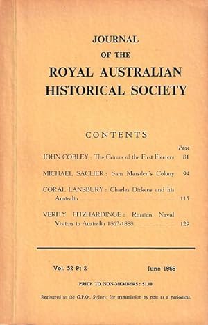 Immagine del venditore per RUSSIAN NAVAL VISITORS TO AUSTRALIA, 1862-1888 (in Journal of the Royal Australian Historical Society - Vol.52, Part 2) venduto da Jean-Louis Boglio Maritime Books