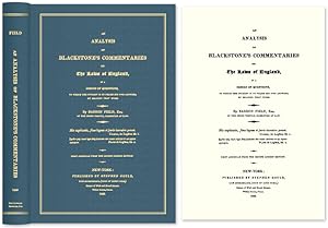 Image du vendeur pour An Analysis of Blackstone's Commentaries on the Laws of England in. mis en vente par The Lawbook Exchange, Ltd., ABAA  ILAB